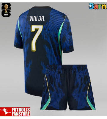 Brasilien Vinicius Junior #7 Bortatröja Barn VM 2026 Kortärmad (+ Korta byxor)